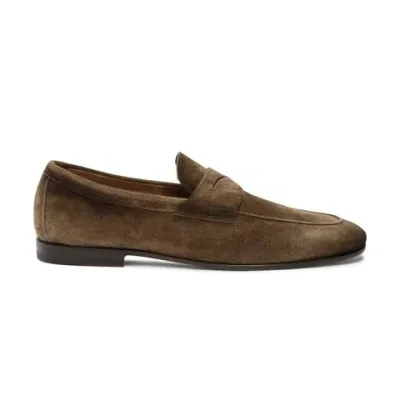 Santoni Men's Brown Suede Carlo Loafer