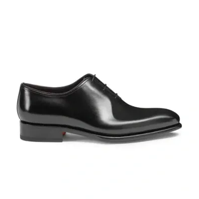 Santoni Men's Polished Black Leather Oxford Shoe