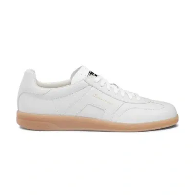 Santoni Men's White Tumbled Leather Dbs Oly Sneaker