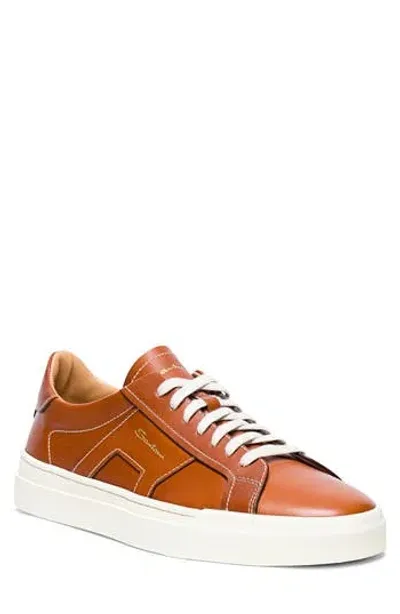 Santoni Men's Double Buckle Lace Up Sneakers In Brown