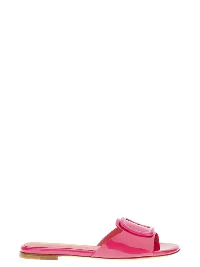 Santoni Leather Sandals In Fuchsia