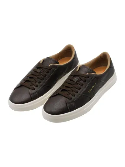 Santoni Sneakers In Dark Brown