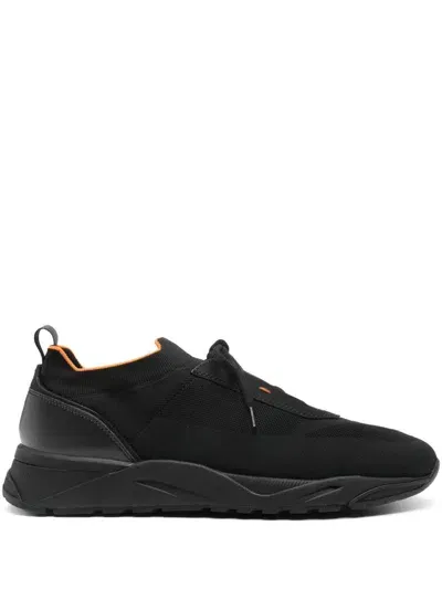 Santoni Mens Black Low-top Knit-fabric Trainers