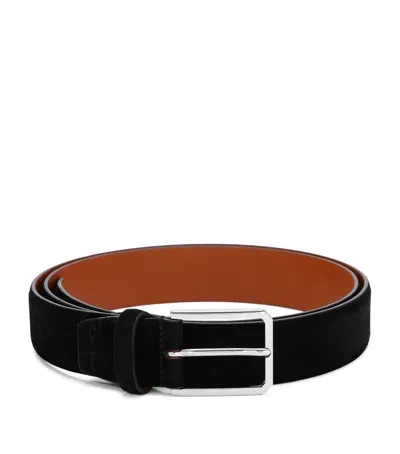 Santoni Suede Belt In Black