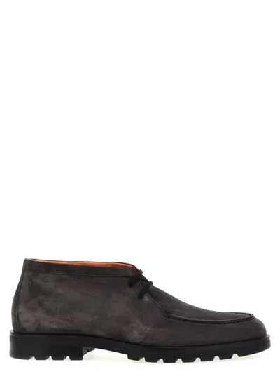 Santoni Suede Boots In Grey