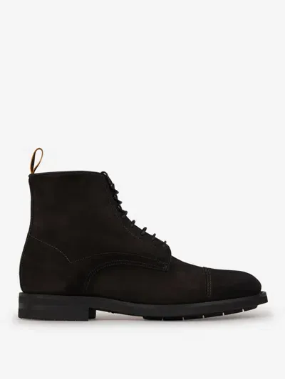 Santoni Suede Lace-up Boots In Stitching Detail On Toe