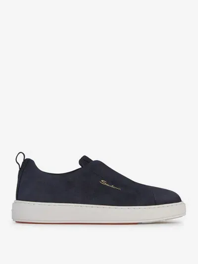 Santoni Victor Sneakers Shoes In Blue