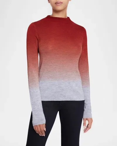 Santorelli Coletta Funnel-neck Ombre Merino Wool Sweater In Sedona Orange