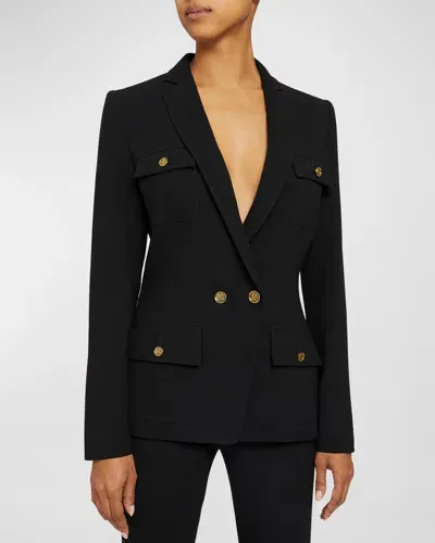 Santorelli Verisa Double-breasted Wool Crepe Jacket In Black