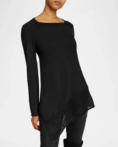 Santorelli Wella Open-knit Asymmetric Sweater In Black