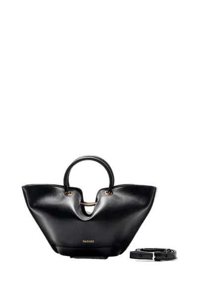 Saonara Mini Black Leather Bag In Brown