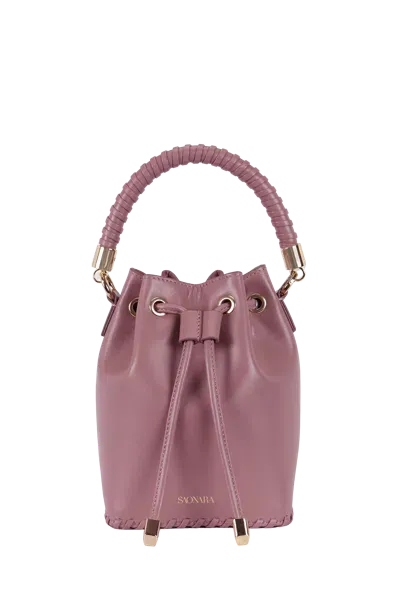 Saonara Mini Bucket Pink Leather In Burgundy