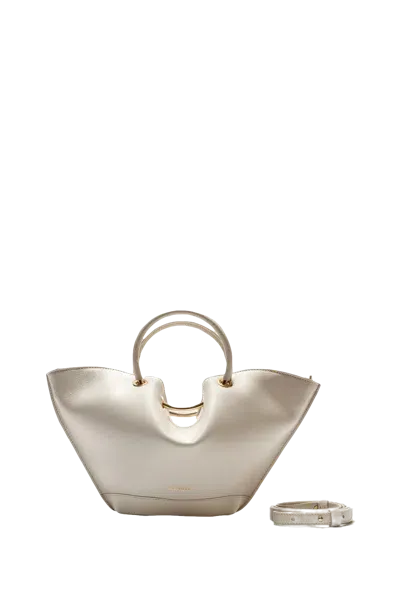 Saonara Mini Ivory Leather Bag In Orange