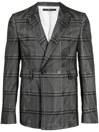 Sapio Check-pattern Double-breasted Blazer In Black