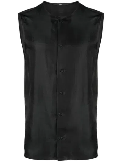 Sapio Sleeveless Satin Shirt In Black