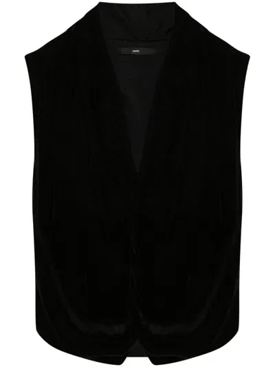 Sapio Velvet Waistcoat In Black