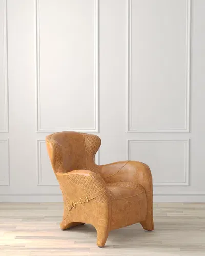 Sarreid Hera Leather Lounge Chair In Brown