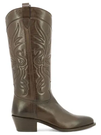 Sartore Western-style Leather Boots In Brown