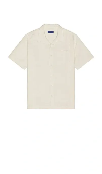 Saturdays Surf Nyc Bruce Double Layer Crinkle Short Sleeve Shirt In Ivory