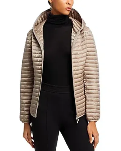 Save The Duck Alexa Quilted Coat In Pearl Grey