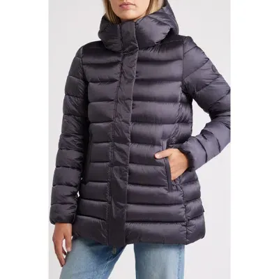 Save The Duck Drimia Water Repellent Hooded Puffer Jacket In Ebony Grey