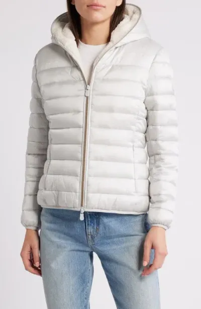 Save The Duck Elvira Quilted Water Repellent Hooded Puffer Jacket In White