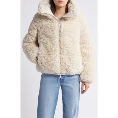 Save The Duck Kennie Insulated Faux Shearling Jacket In Nude & Neutrals