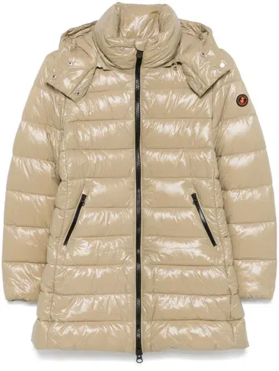 Save The Duck Marjorie Puffer Coat In Beige