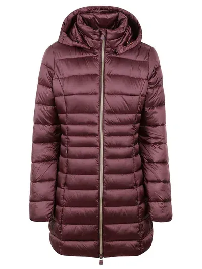 Save The Duck Zip Up Quilted Jacket In Burgunderrot