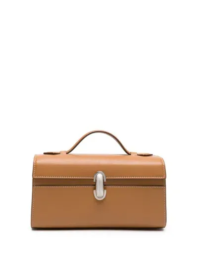 Savette Symmetry Pouchette In Smooth Calf Leather In Nude & Neutrals