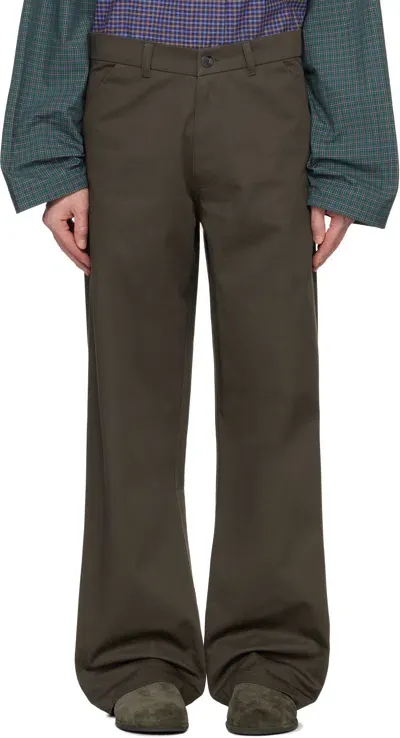 Sc103 Ssense Exclusive Brown Fossil Trousers In Beam