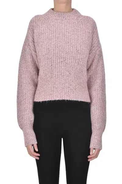 Scaglione Cropped Ribbed Knit Pullover In Cipria