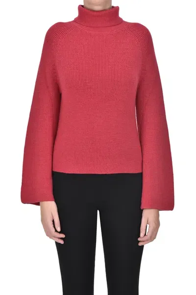 Scaglione Ribbed Knit Pullover In Raspberry