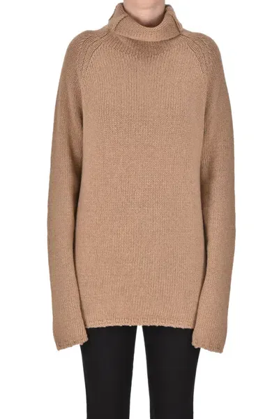 Scaglione Turtleneck Maxi Pullover In Camel