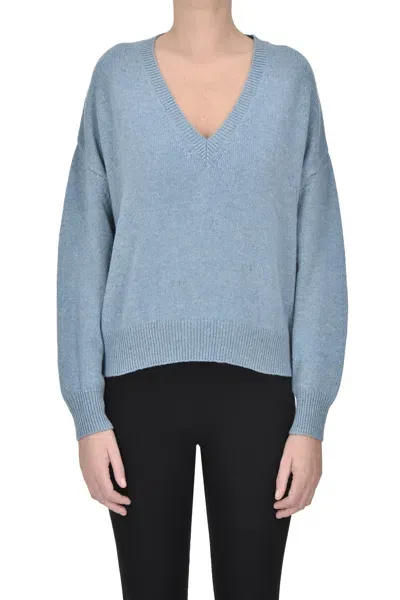 Scaglione V-neckline Pullover In Light Blue