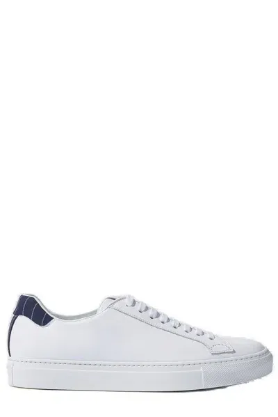 Scarosso Sneakers Pinstripe White Calf Leather In White - Calf