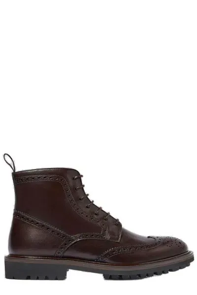 Scarosso Thomas Perforated-detailing Leather Boots In Brown