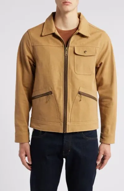 Schott Nyc Cotton Canvas Zip-up Utility Jacket In Tobacco