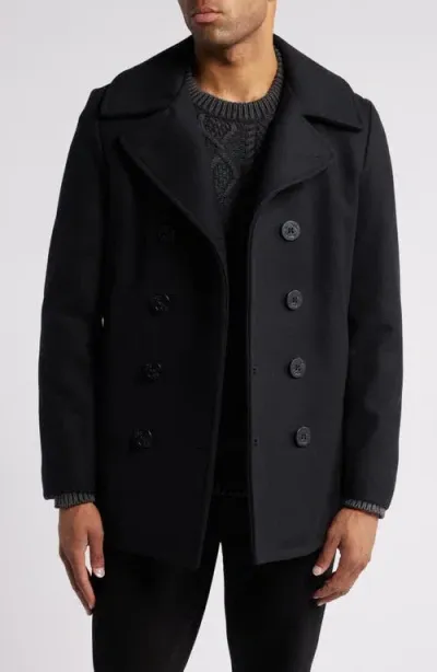 Schott Nyc Wool Blend Peacoat In Navy