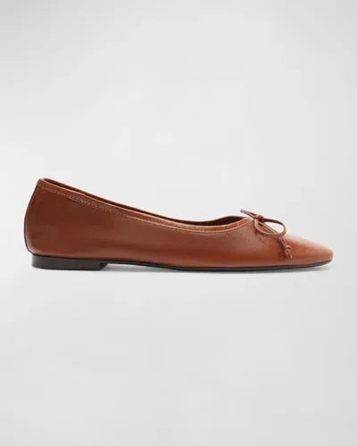 Schutz Arissa Leather Bow Ballerina Flats In Brown