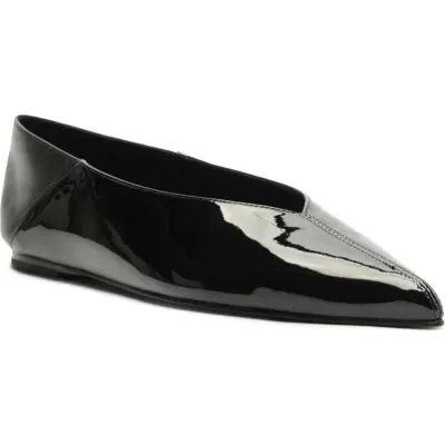 Schutz Gemma Pointed Toe Patent Leather Ballet Flat In Black