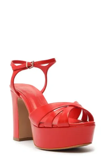 Schutz Keefa Ankle Strap Platform Sandal In Flame Scarlet