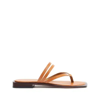 Schutz Rania Leather Flat Sandal In Brown