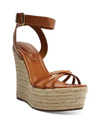 Schutz Women's Alexandra Crossover Strap Espadrille Wedge Heel Platform Sandals In Brown