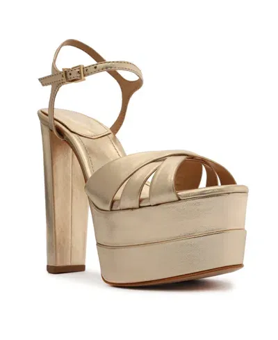 Schutz Women's Keefa Ankle Strap Platform Sandals In Gold