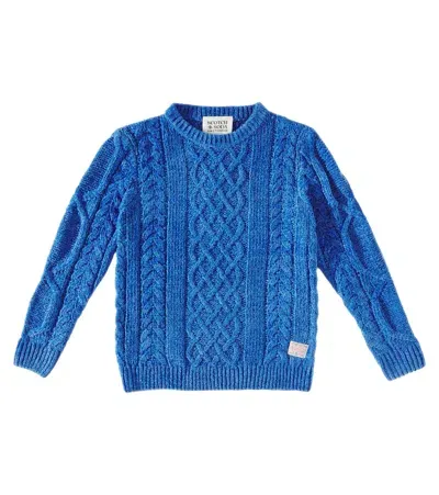 Scotch & Soda Kids' Cable-knit Chenille Sweater In Blue