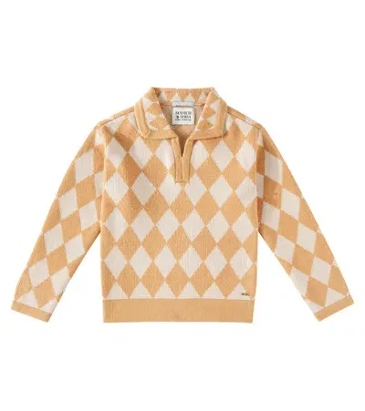 Scotch & Soda Kids' Checked Polo Sweater In Yellow