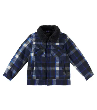 Scotch & Soda Kids' Faux Shearling-trimmed Checked Jacket In Multicoloured