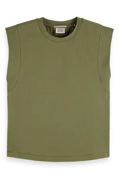 Scotch & Soda Mercerized Muscle Tee In Washed Military