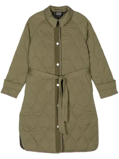 Scotch & Soda Quilted Coat In Green